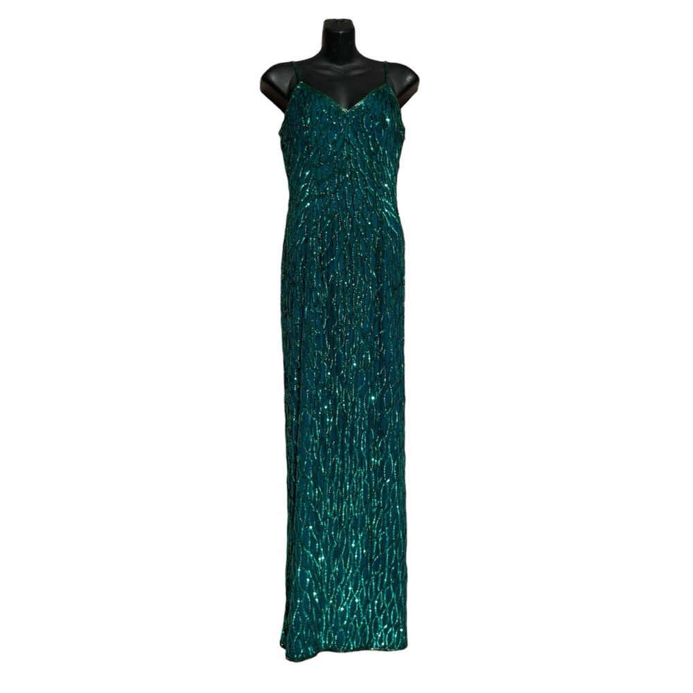 Laurence Kazar Sequin Emerald Gown